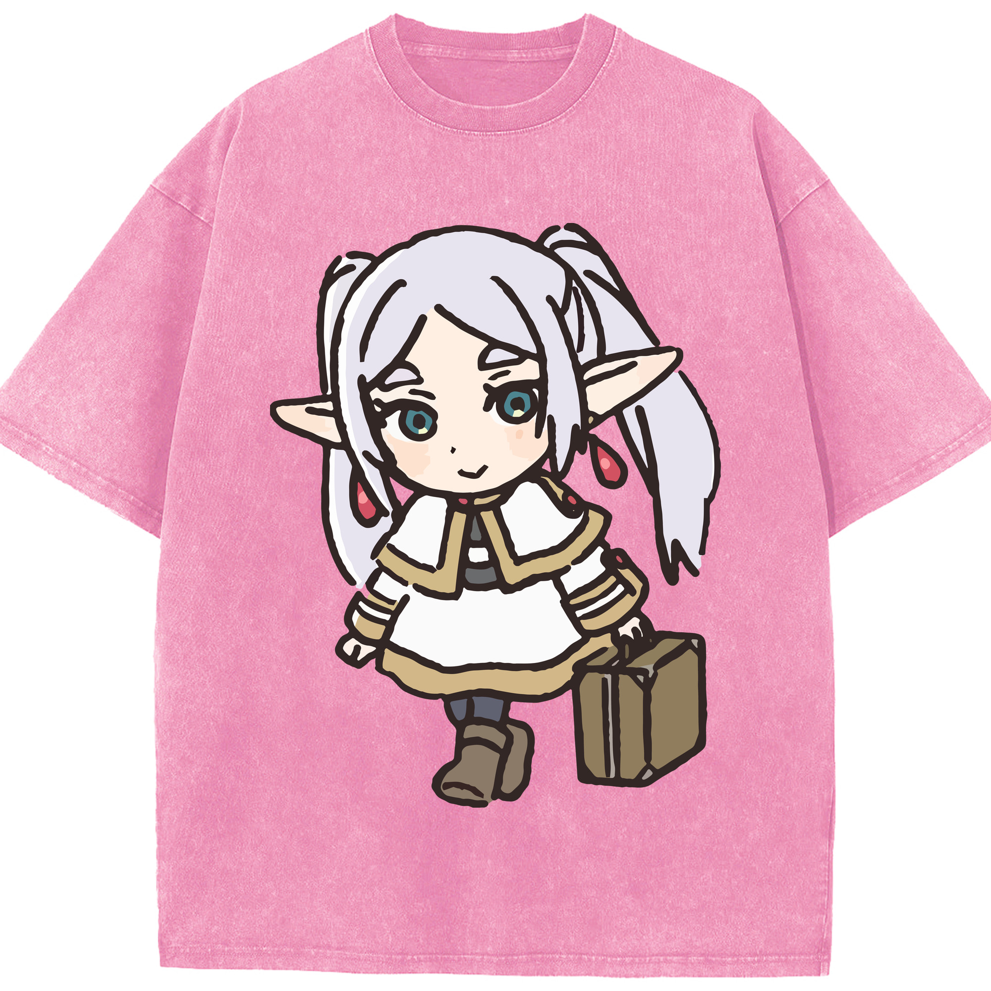 （画像用） 葬送のフリーレン Frieren 綿100% ヴィンテージ風 半袖Tシャツ（フロントプリント）